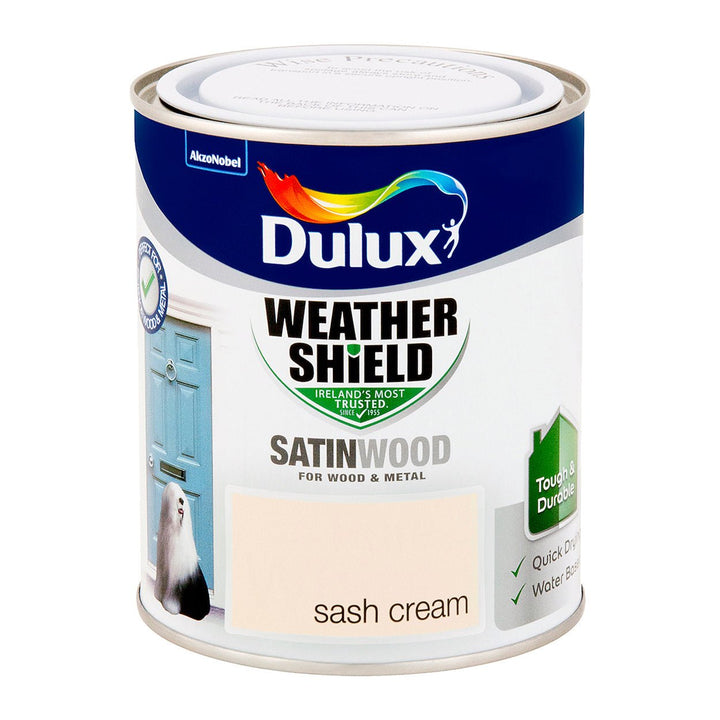 - Dulux Weathershield Satinwood - Sash Cream Paint - 750ml - Decor Warehouse