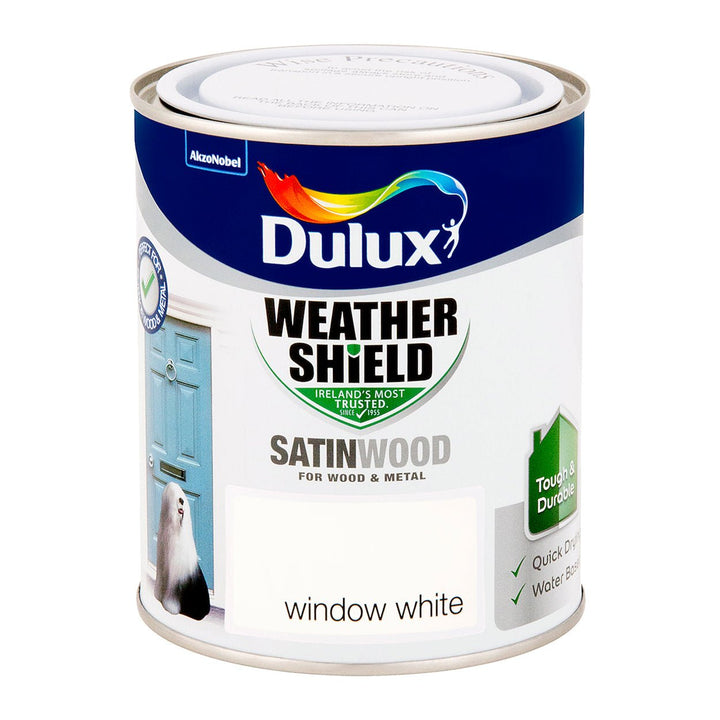  - Dulux Weathershield Satinwood - Window White Paint - 750ml - Decor Warehouse
