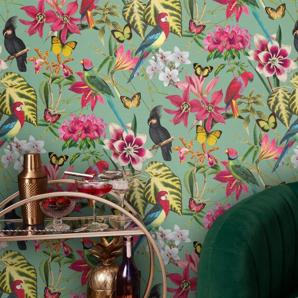 118618-Graham & Brown-Envy - Luna Green Paradiso Wallpaper-Decor Warehouse