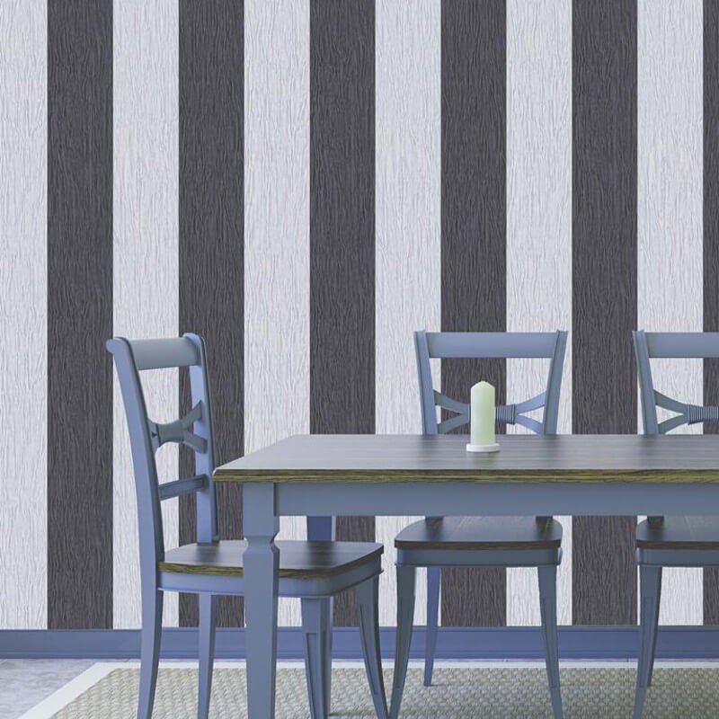  - Fabric Touch - Crystal Silver & Black Striped Wallpaper - 9012 - Decor Warehouse
