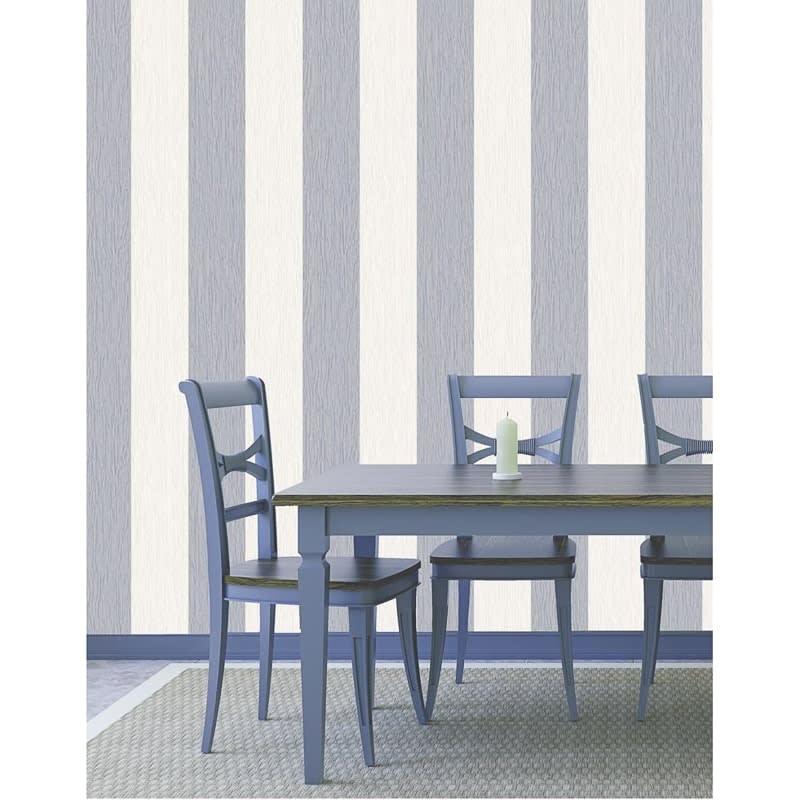  - Fabric Touch - Crystal Silver & Ivory Striped Wallpaper - 9013 - Decor Warehouse