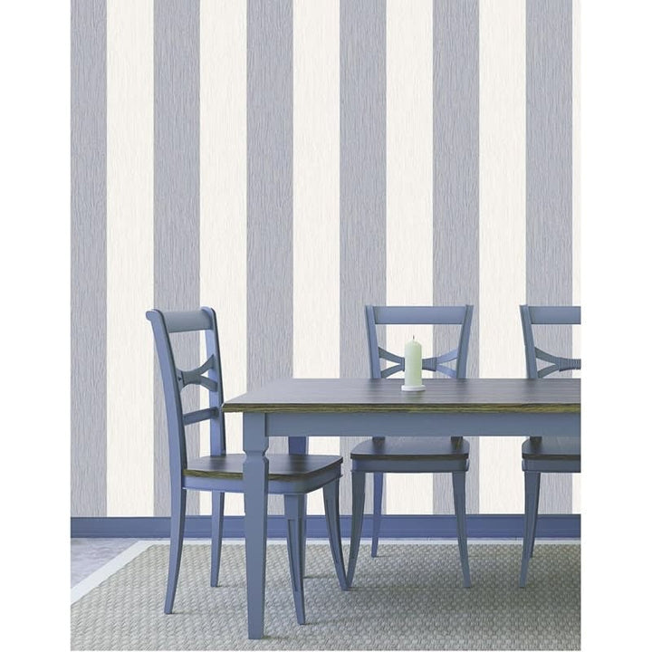  - Fabric Touch - Crystal Silver & Ivory Striped Wallpaper - 9013 - Decor Warehouse
