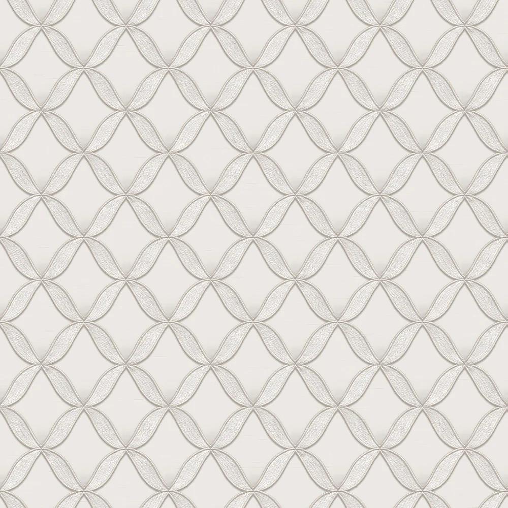  - Fabric Touch Geometric Cream & Silver Wallpaper - FT221221 - Decor Warehouse