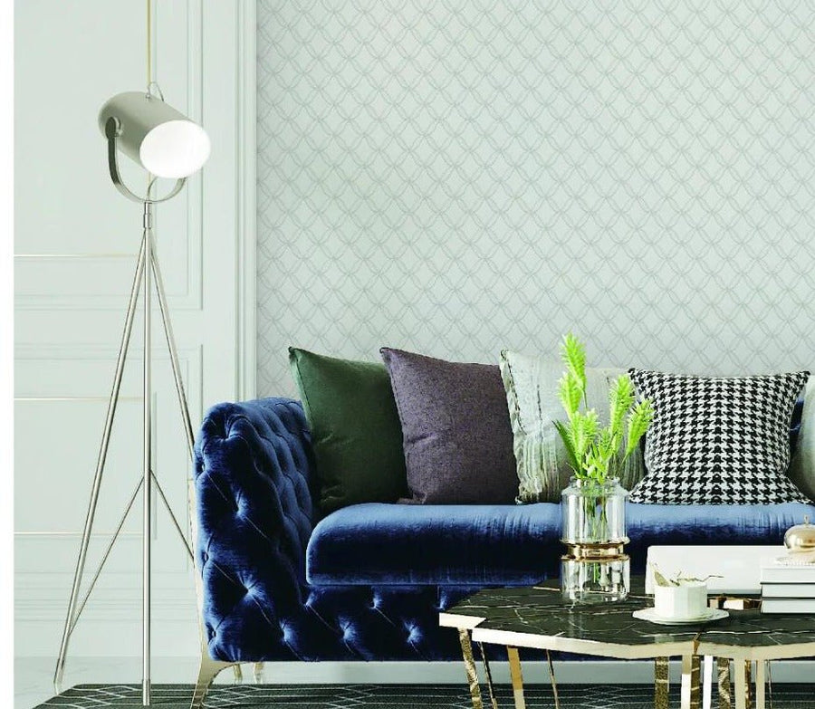  - Fabric Touch Geometric Cream & Silver Wallpaper - FT221221 - Decor Warehouse