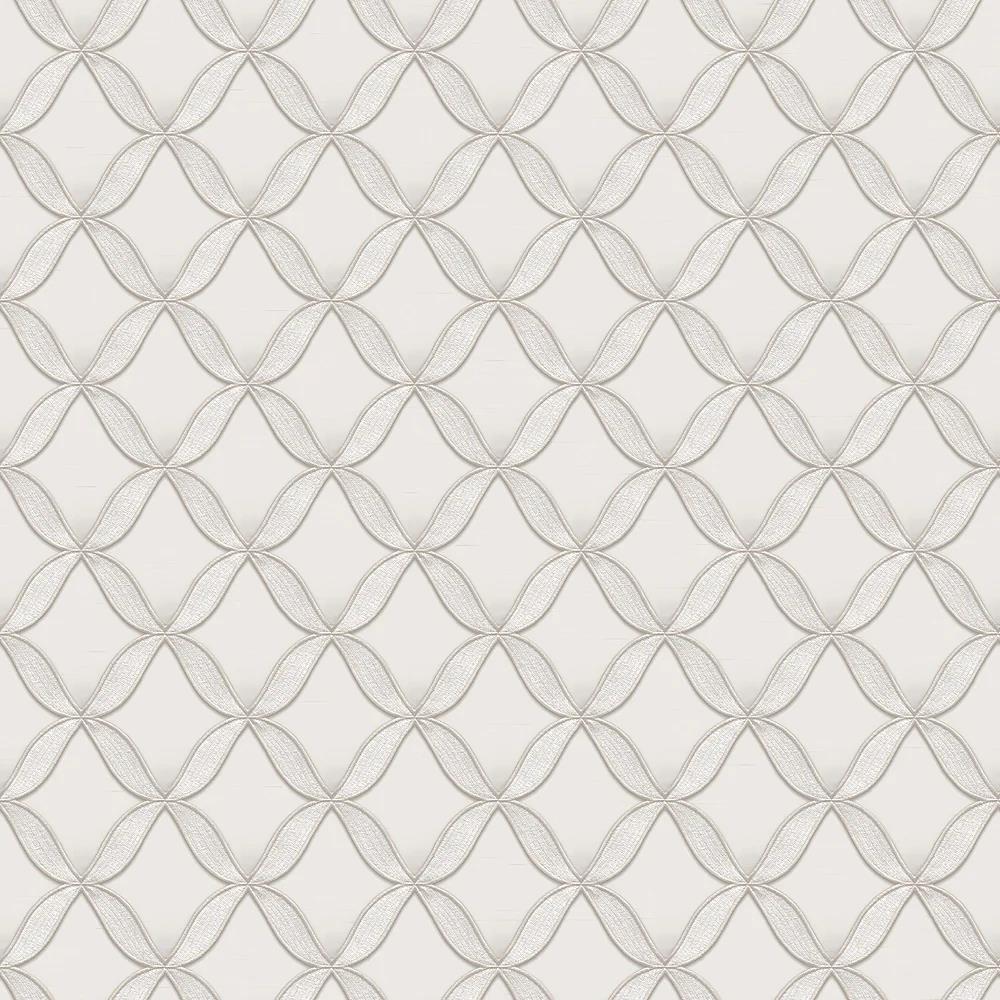 FT221221-Decor Warehouse-Fabric Touch Geometric Cream & Silver Wallpaper-Decor Warehouse
