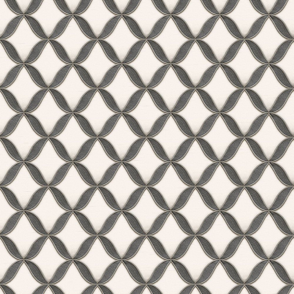 - Fabric Touch - Geometric Diamond Black & Grey Wallpaper - 9112 - Decor Warehouse