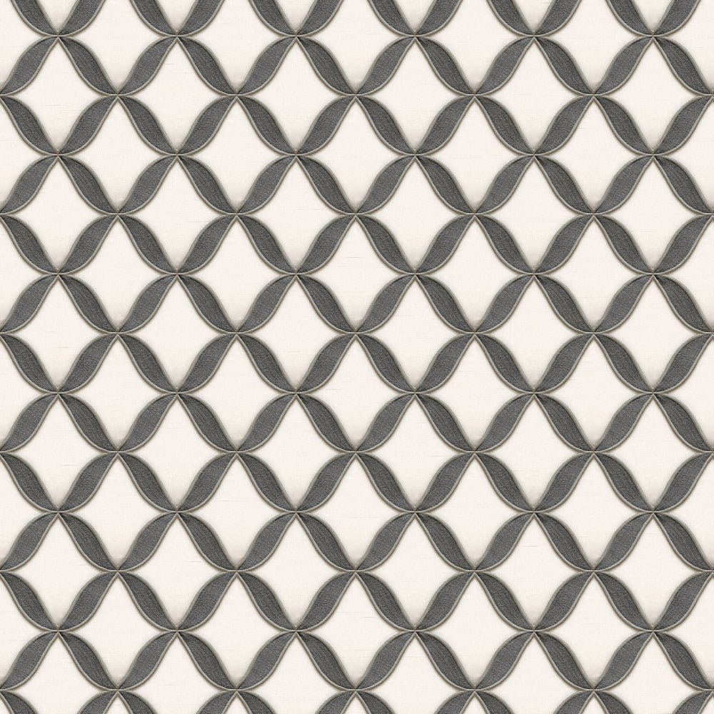  - Fabric Touch - Geometric Diamond Black & Grey Wallpaper - 9112 - Decor Warehouse