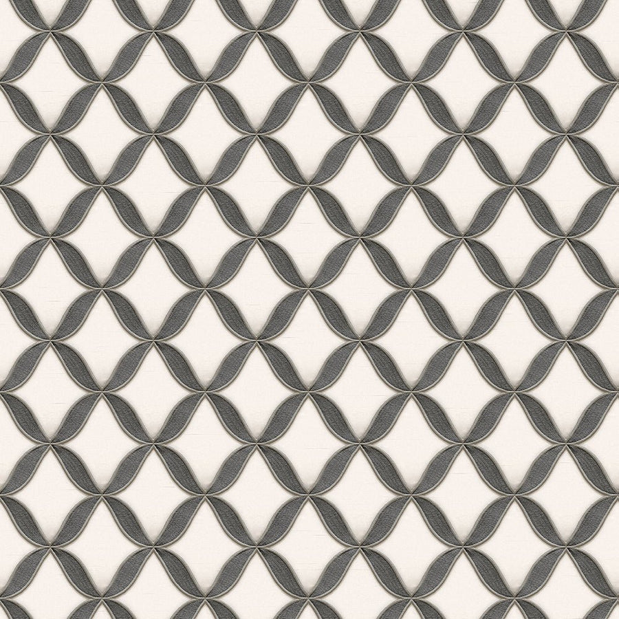  - Fabric Touch - Geometric Diamond Black & Grey Wallpaper - 9112 - Decor Warehouse