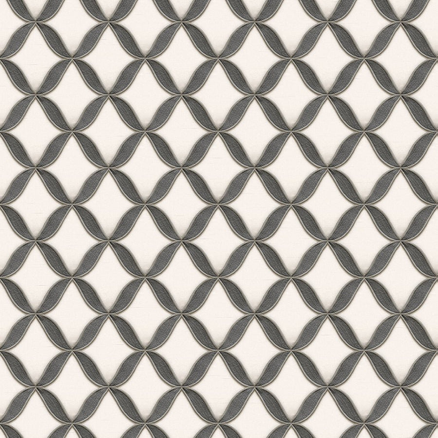 9112-Debona-Fabric Touch - Geometric Diamond Black & Grey Wallpaper-Decor Warehouse