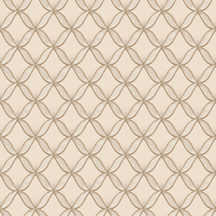  - Fabric Touch - Geometric Diamond Cream & Gold Wallpaper - 9111 - Decor Warehouse