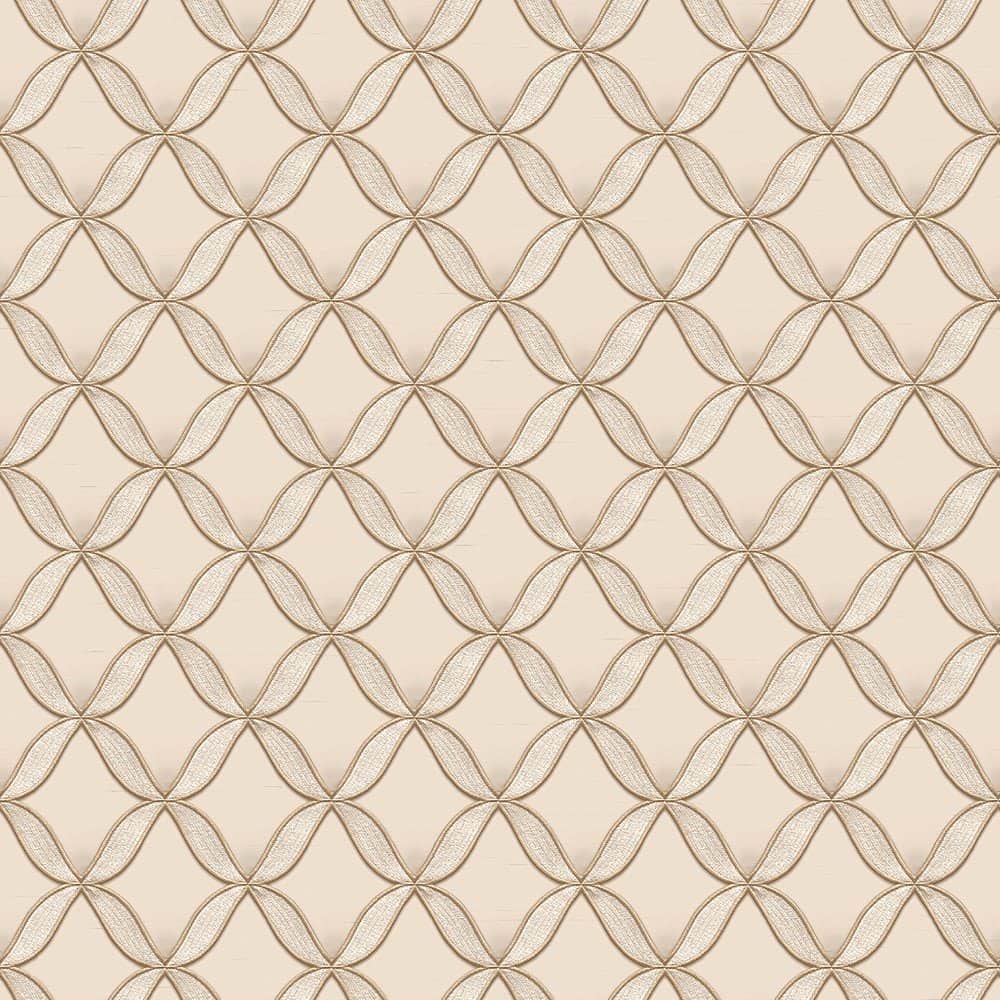  - Fabric Touch - Geometric Diamond Cream & Gold Wallpaper - 9111 - Decor Warehouse