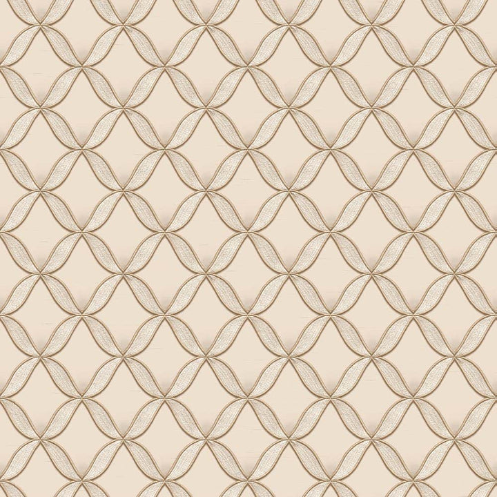  - Fabric Touch - Geometric Diamond Cream & Gold Wallpaper - 9111 - Decor Warehouse