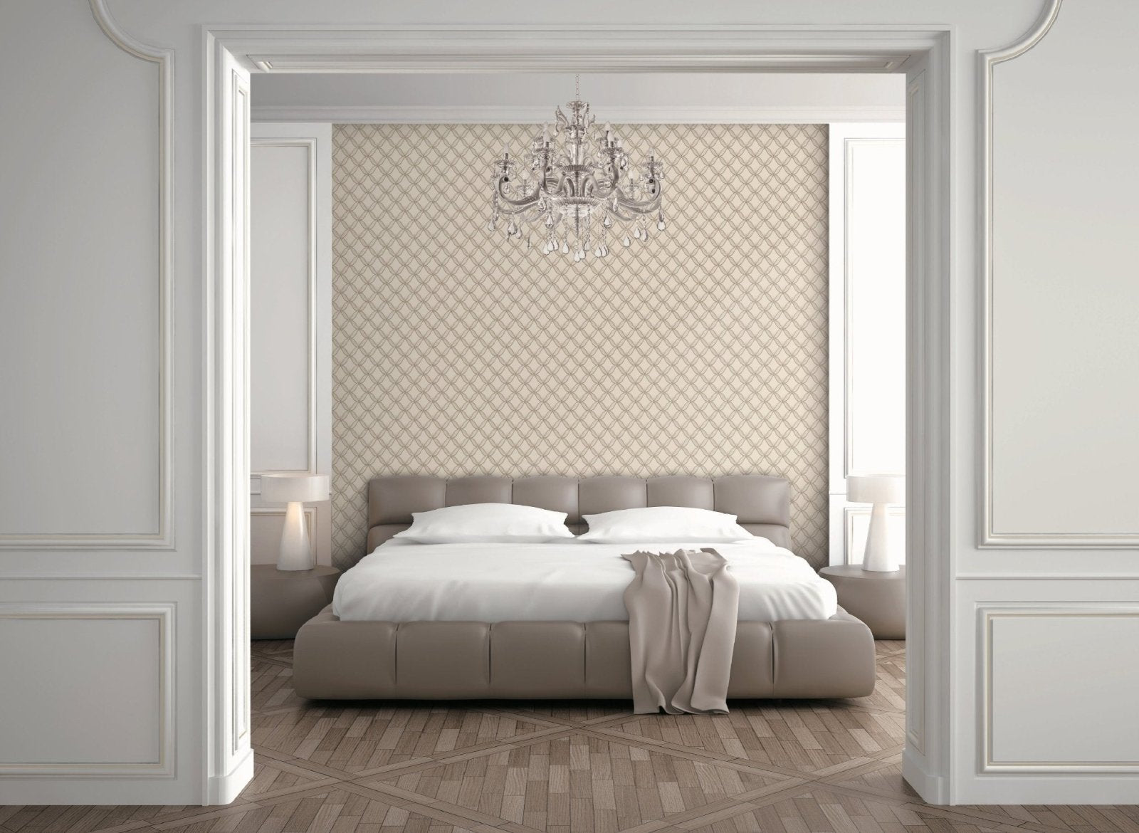 - Fabric Touch - Geometric Diamond Cream & Gold Wallpaper - 9111 - Decor Warehouse
