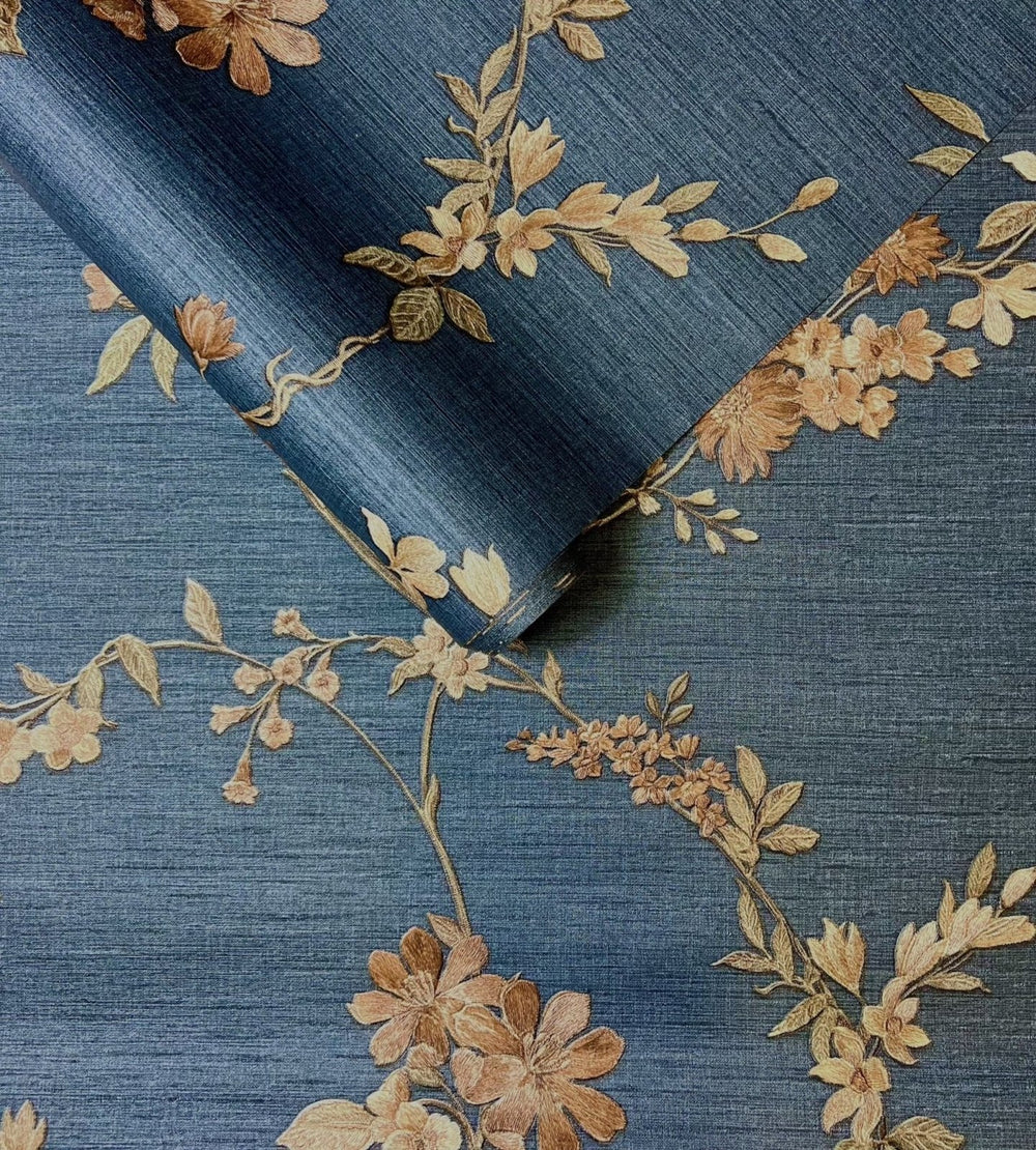 FT221215-Decor Warehouse-Fabric Touch Navy Floral Wallpaper-Decor Warehouse