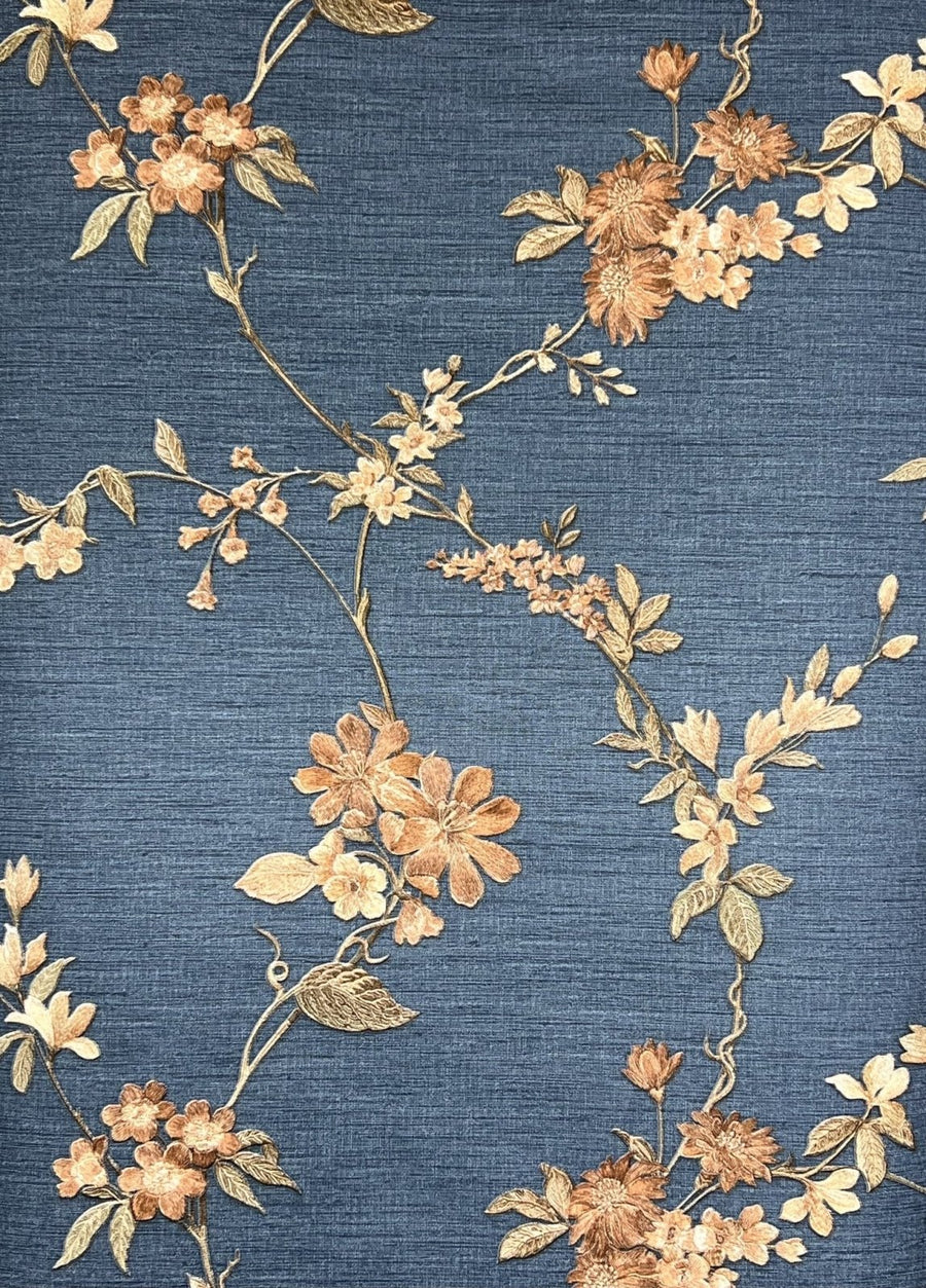 FT221215-Decor Warehouse-Fabric Touch Navy Floral Wallpaper-Decor Warehouse
