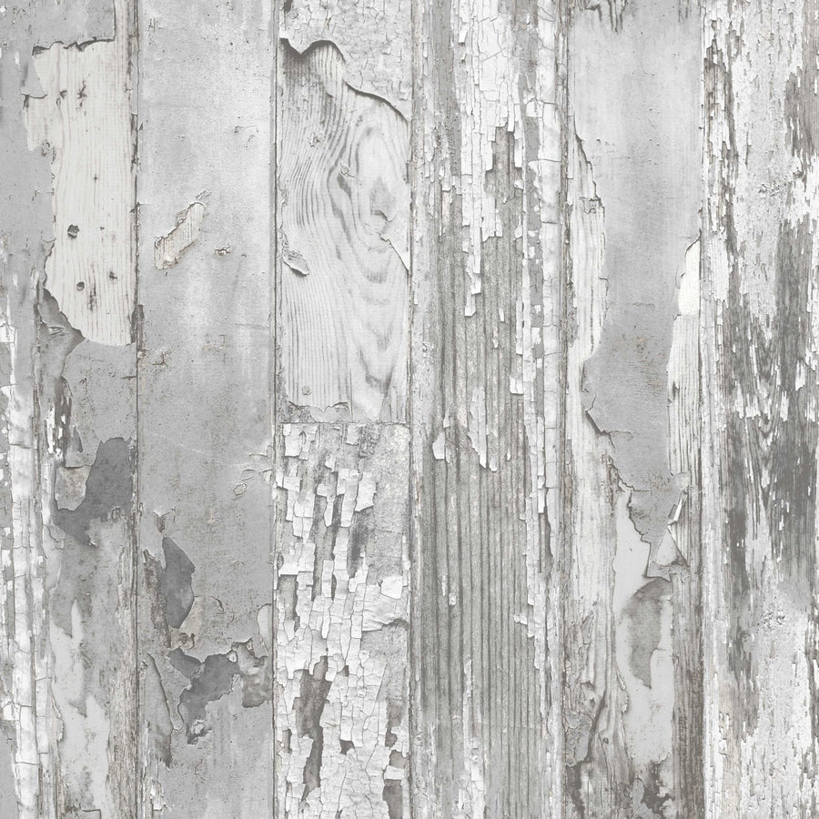  - Fresco Distressed Wood Grey Wallpaper - 113256 - Decor Warehouse