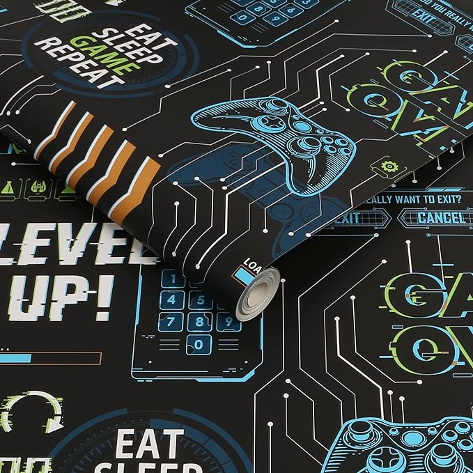 - Fresco Game Over - Black Multi Wallpaper - 113258 - Decor Warehouse