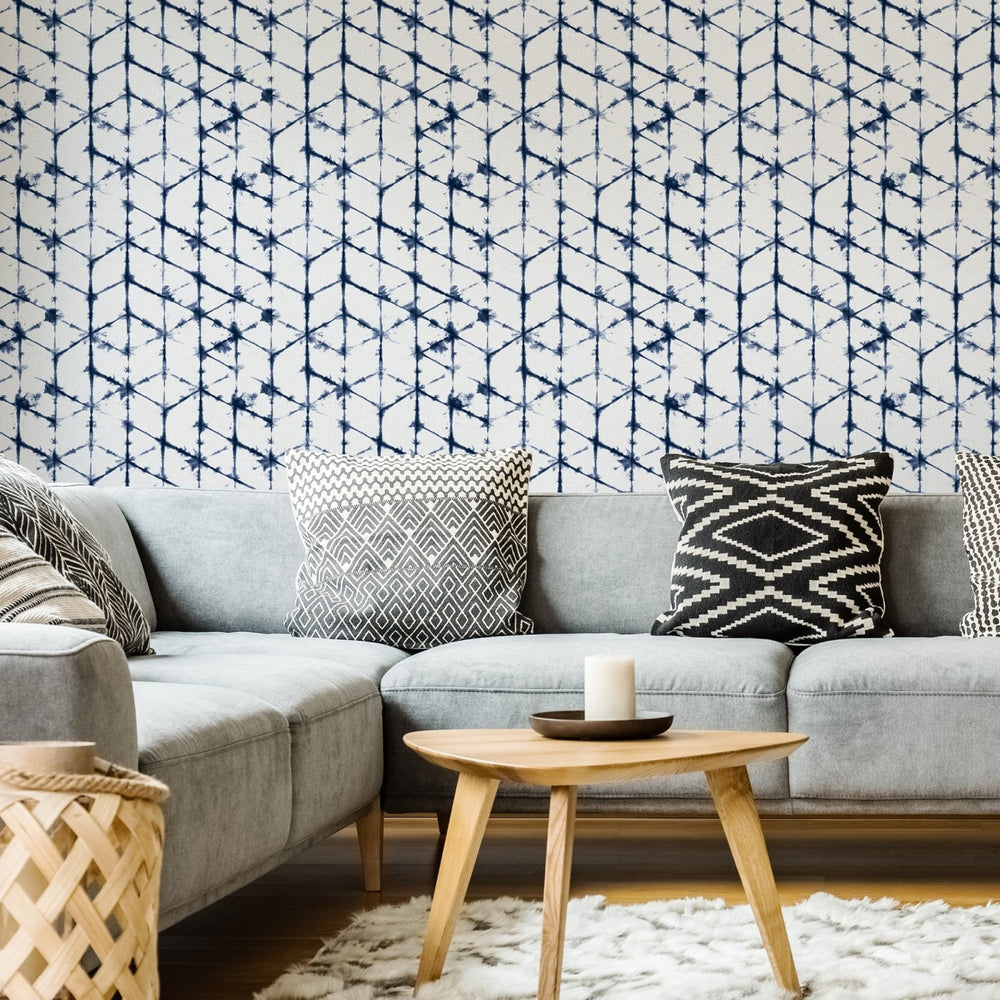 117720-Graham & Brown-Superfresco - Indigo Tie Dye White & Blue Wallpaper-Decor Warehouse