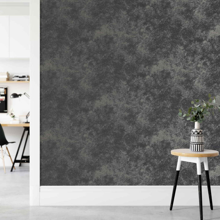 115722-Graham & Brown-Glided Concrete Onyx Textured Wallpaper-Decor Warehouse