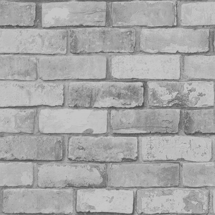  - Glitter Brick Silver Wallpaper - 9804 - Decor Warehouse