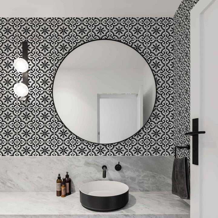 112647-Graham & Brown-Grecian Black White Contour Wallpaper-Decor Warehouse