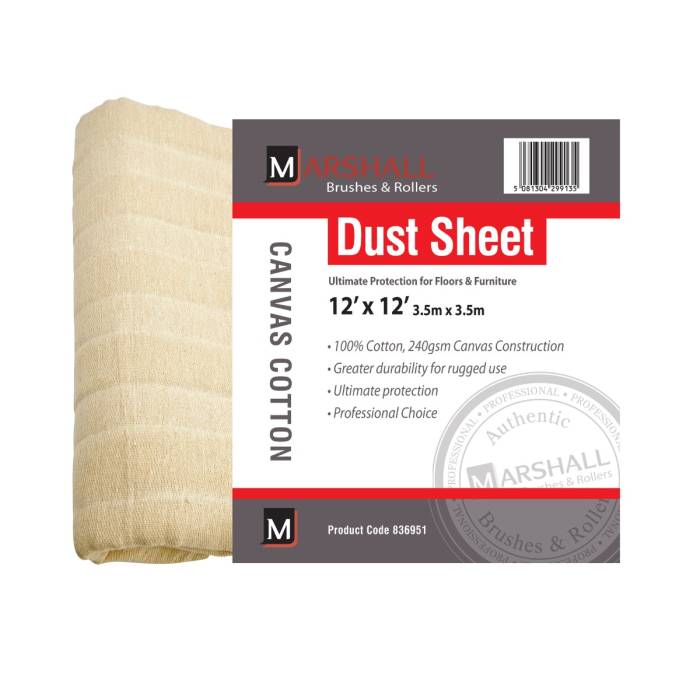 836951-Marshall-Heavy Duty Canvas Cotton - Dust Sheet 3.5 x 3.5m-Decor Warehouse