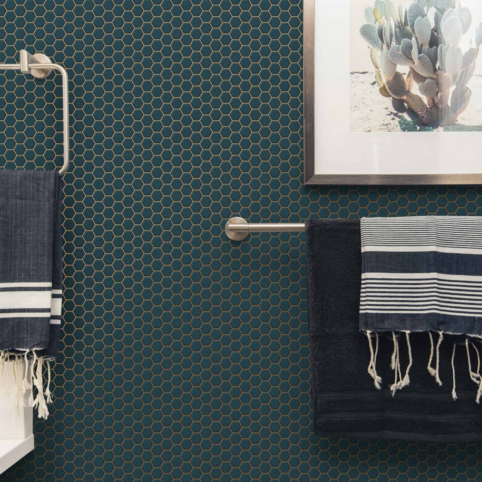 112651-Graham & Brown-Hexagon Lattice Teal Contour Wallpaper-Decor Warehouse