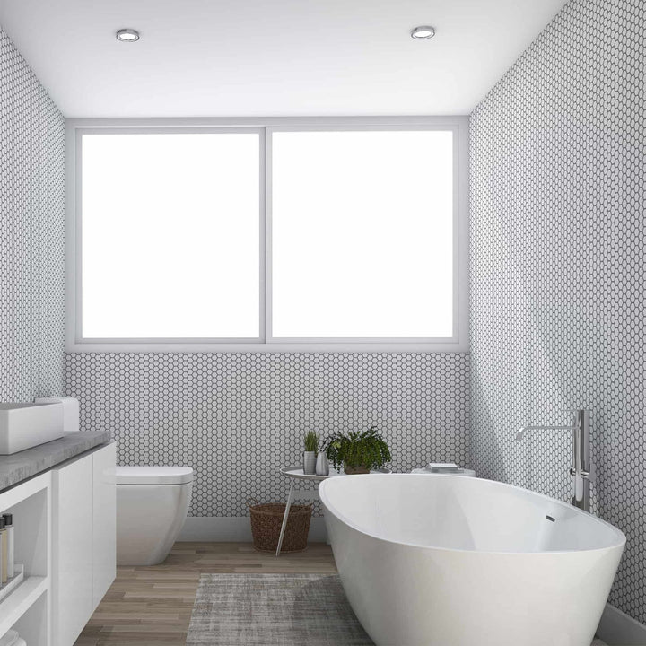  - Hexagon Lattice White Contour Wallpaper - 112650 - Decor Warehouse