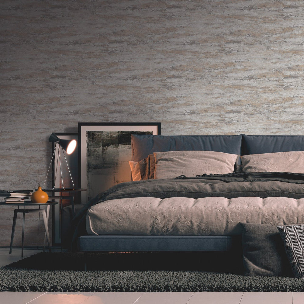 39041-5-Grandeco-Innova Attractive 2 Grey/Gold Distressed Plaster Effect Wallpaper-Decor Warehouse