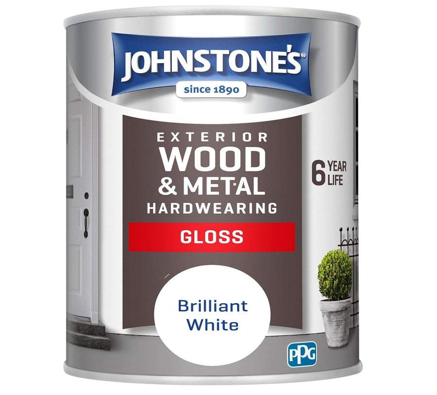  - Johnstone's Exterior Hardwearing Gloss Paint - Brilliant White - 750ml - 11209942 - Decor Warehouse