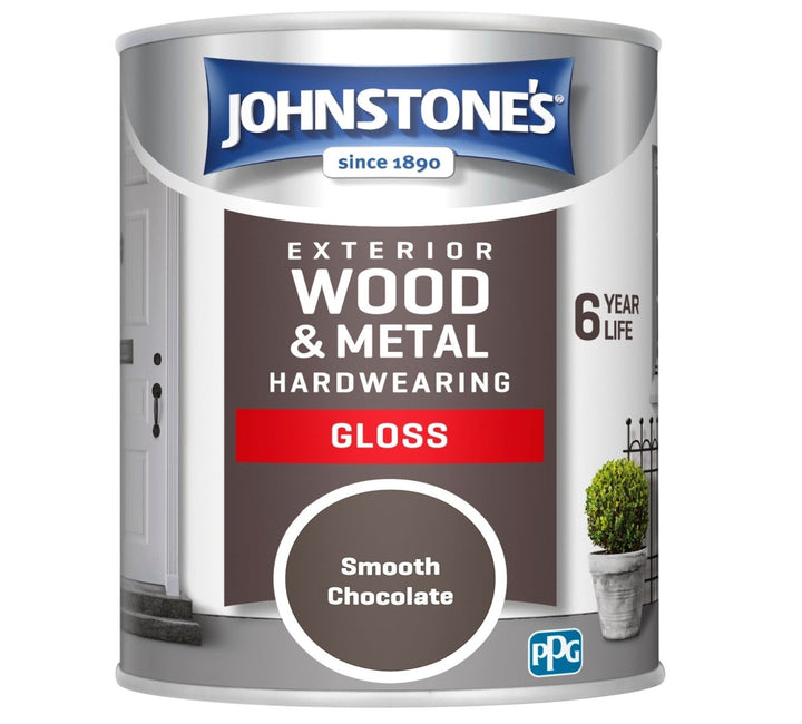  - Johnstone's Exterior Hardwearing Gloss Paint - Chocolate - 750ml - 11147350 - Decor Warehouse