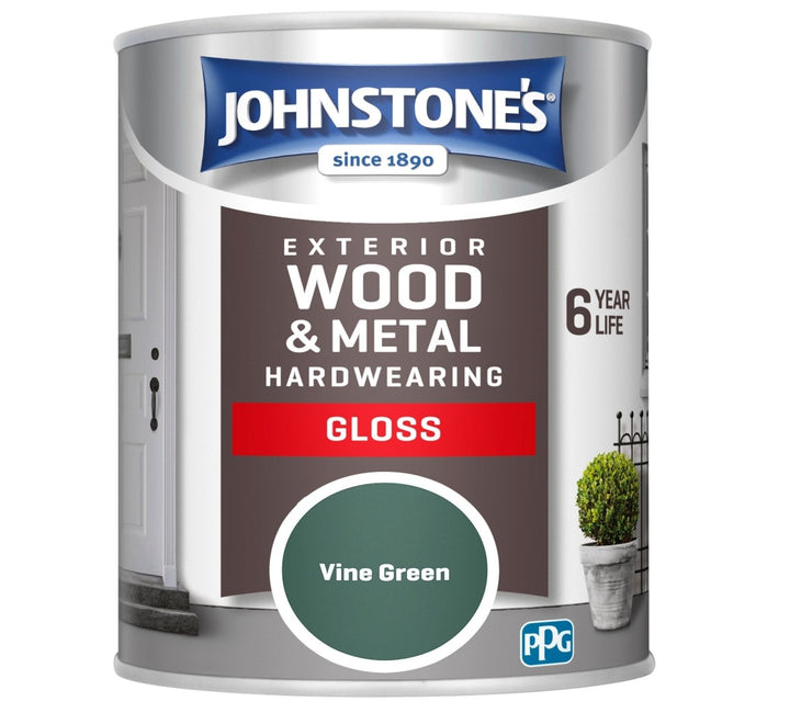 - Johnstone's Exterior Hardwearing Gloss Paint - Vine Green - 750ml - Decor Warehouse