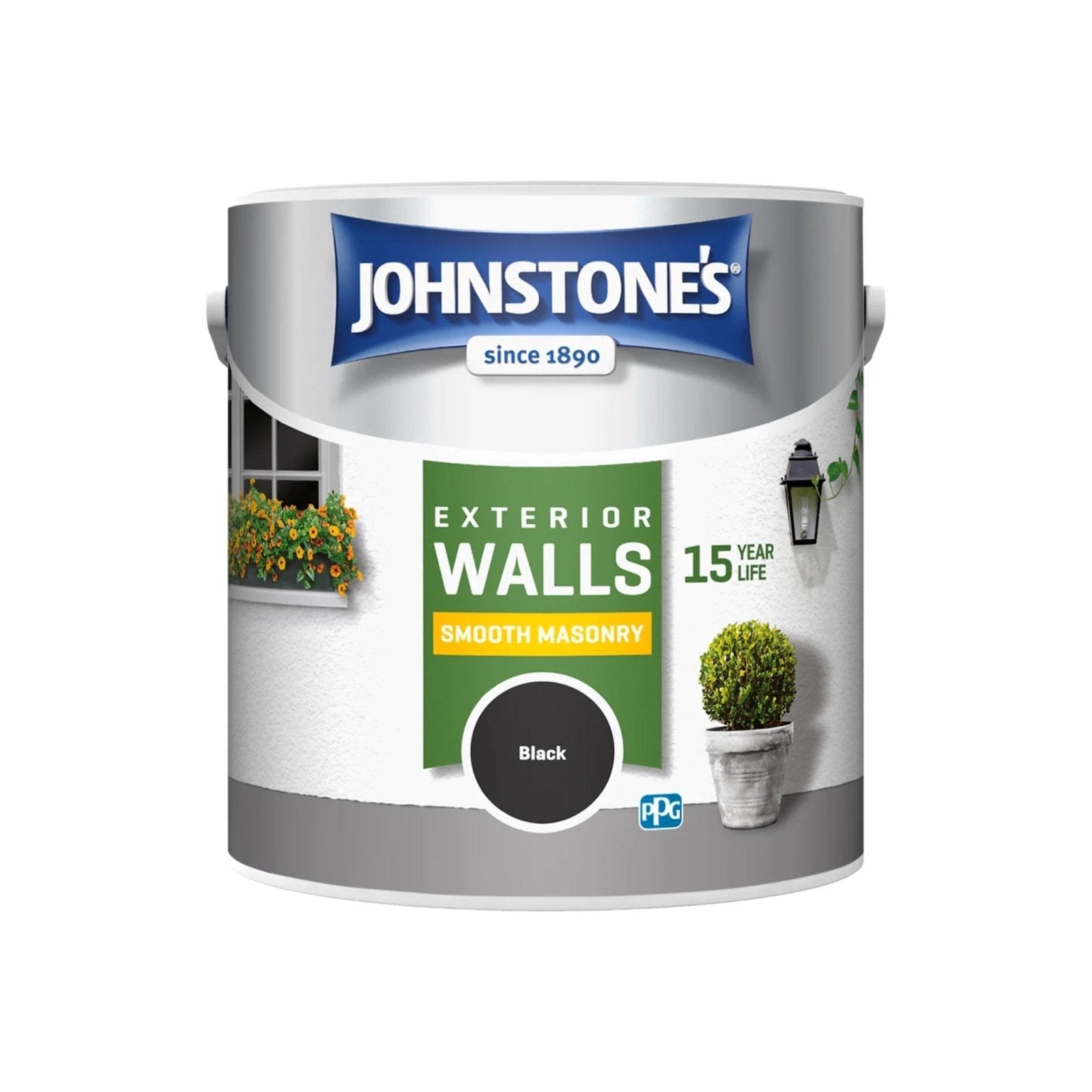 - Johnstone's Exterior Walls Smooth Masonry Paint - Black - 2.5L - 11238867 - Decor Warehouse