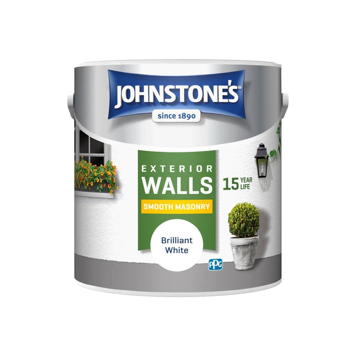  - Johnstone's Exterior Walls Smooth Masonry Paint - Brilliant White - 2.5L - Decor Warehouse