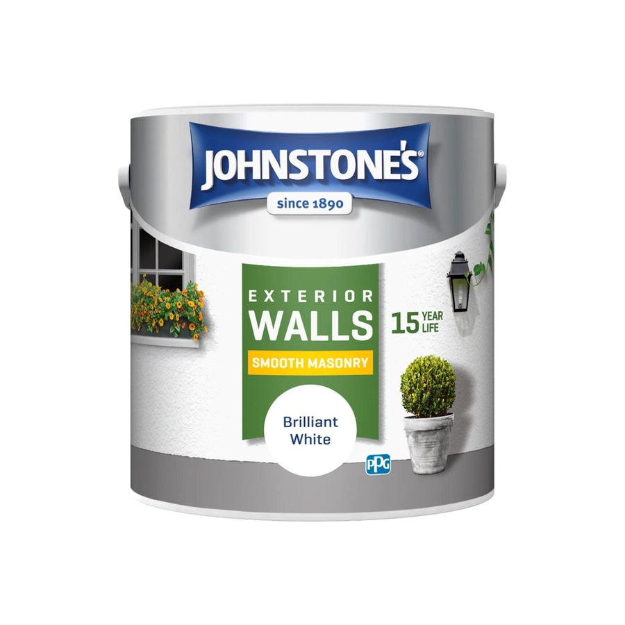  - Johnstone's Exterior Walls Smooth Masonry Paint - Brilliant White - 2.5L - Decor Warehouse