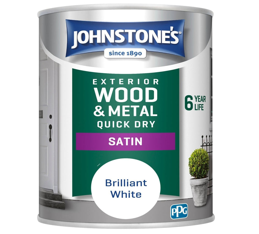 -Johnstone's-Johnstone's Exterior Wood & Metal Quick Dry Satin Paint - Brilliant White -750ml-Decor Warehouse