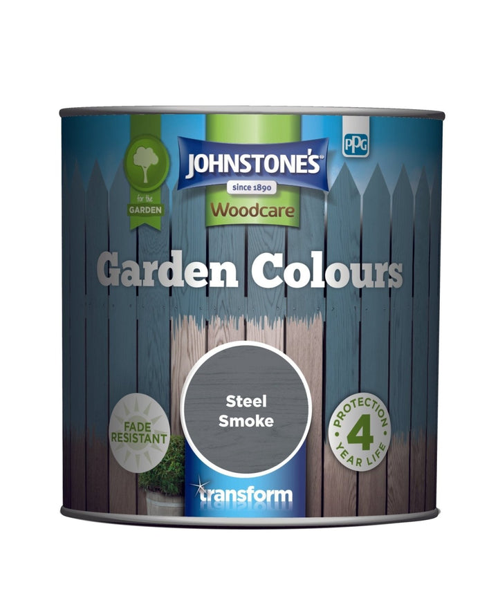  - Johnstone's Garden Colours Exterior Wood Paint - Steel Smoke 1L - 11211621 - Decor Warehouse