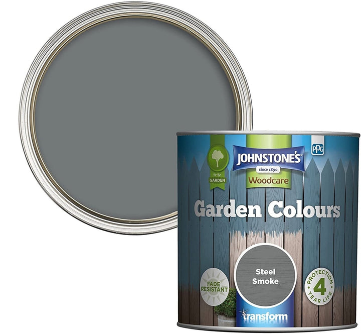  - Johnstone's Garden Colours Exterior Wood Paint - Steel Smoke 1L - 11211621 - Decor Warehouse