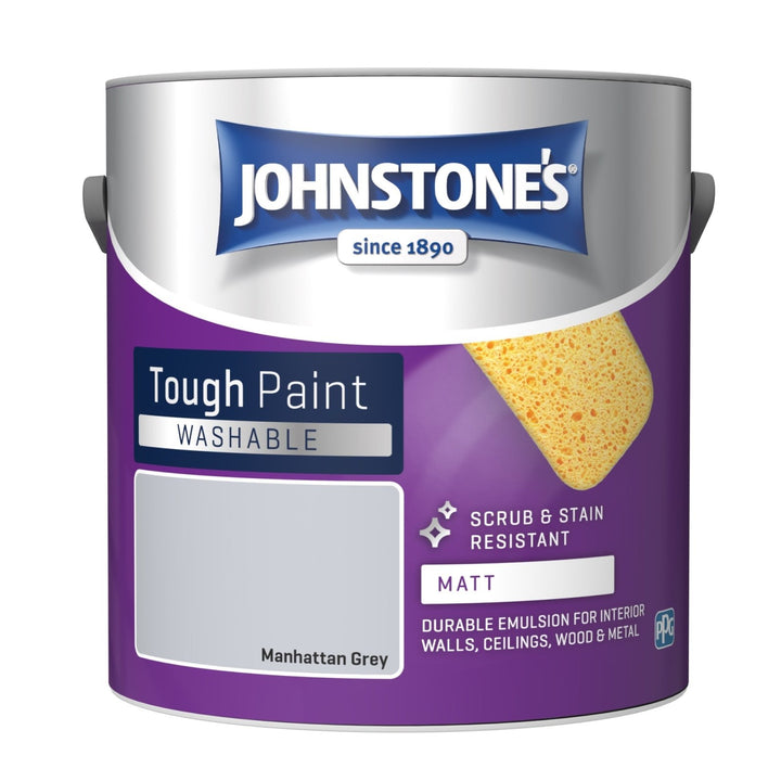  - Johnstone's Interior Washable Matt Paint - Manhattan Grey 2.5L - 11204865 - Decor Warehouse