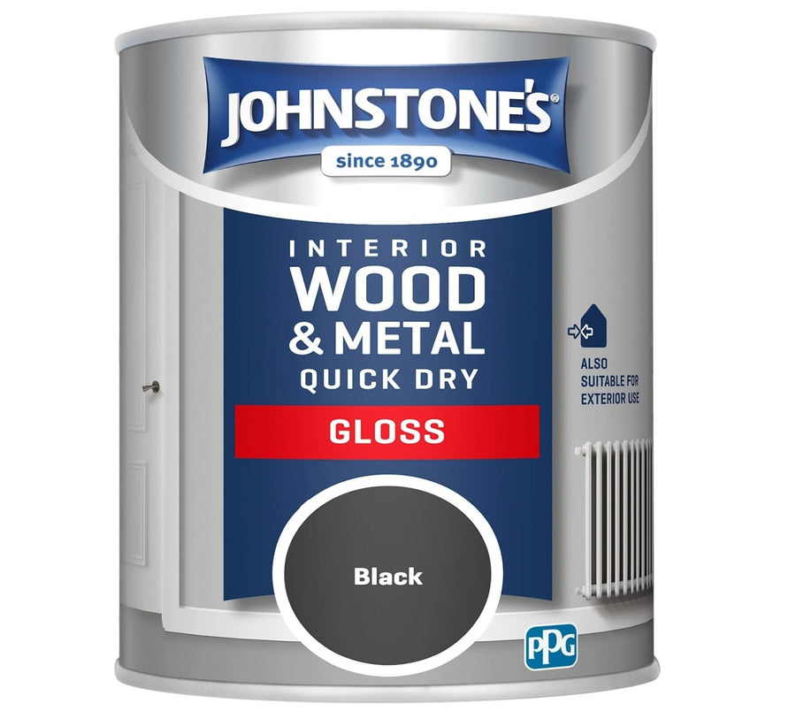 11278950-Johnstone's-Johnstone's Interior Wood & Metal Quick Dry Gloss - Black -750ml-Decor Warehouse