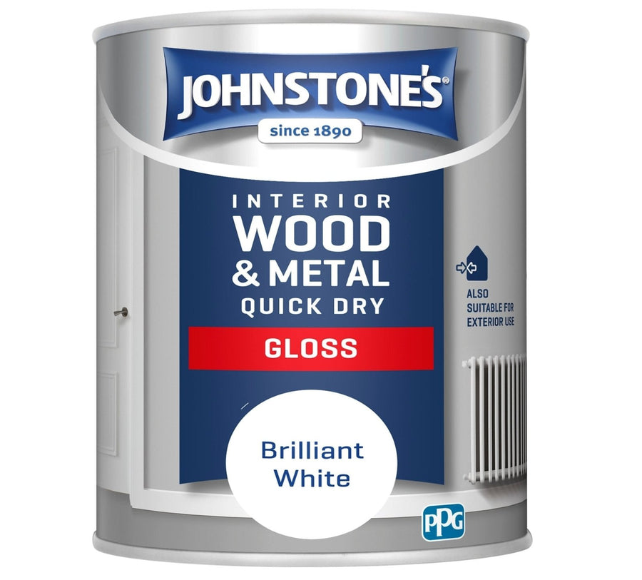  - Johnstone's Interior Wood & Metal Quick Dry Gloss - Brilliant White - 1.25l - Decor Warehouse