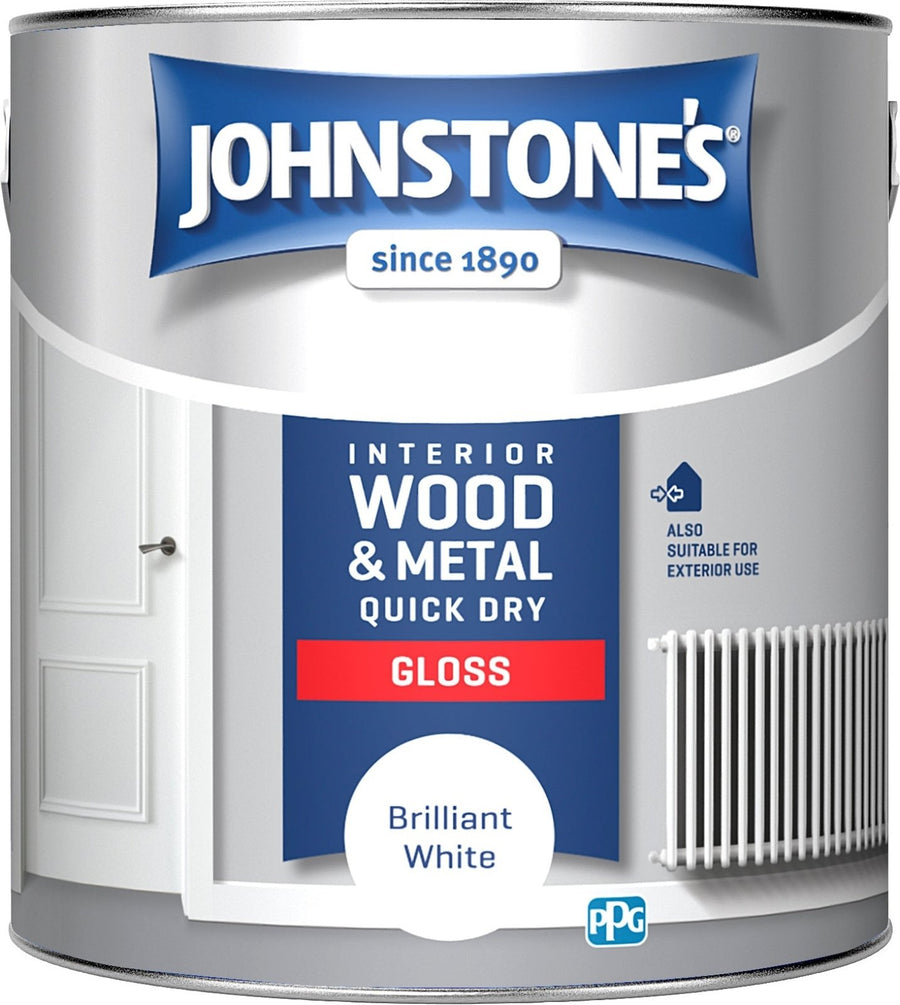  - Johnstone's Interior Wood & Metal Quick Dry Gloss - Brilliant White - 2.5L - Decor Warehouse