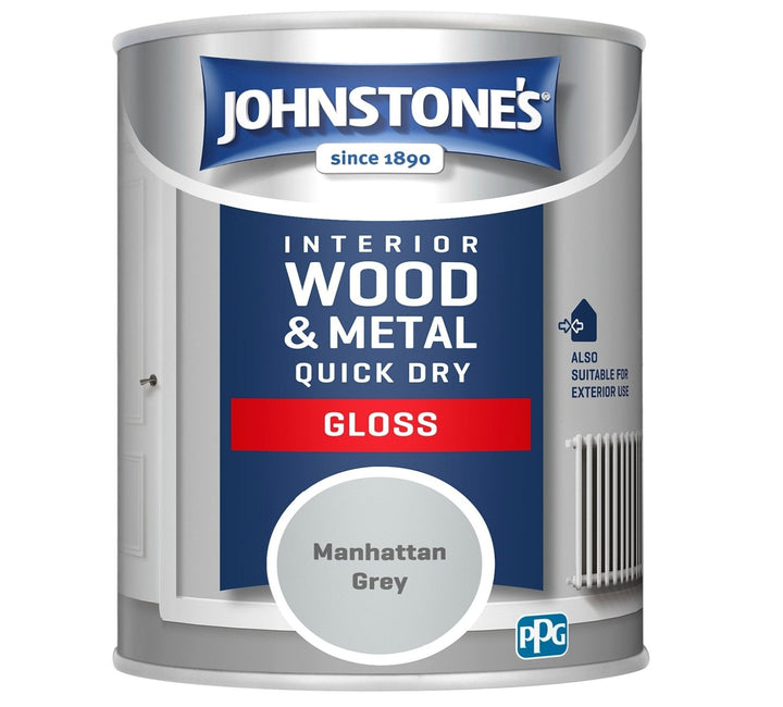  - Johnstone's Interior Wood & Metal Quick Dry Gloss - Manhattan Grey - 750ml - 11261955 - Decor Warehouse