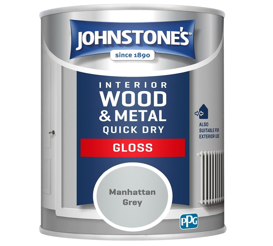  - Johnstone's Interior Wood & Metal Quick Dry Gloss - Manhattan Grey - 750ml - 11261955 - Decor Warehouse
