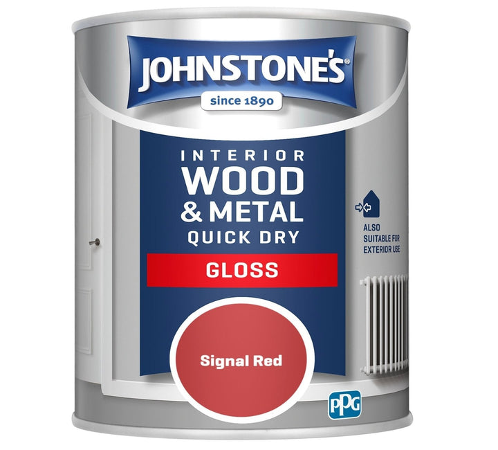 - Johnstone's Interior Wood & Metal Quick Dry Gloss - Signal Red - 750ml - Decor Warehouse