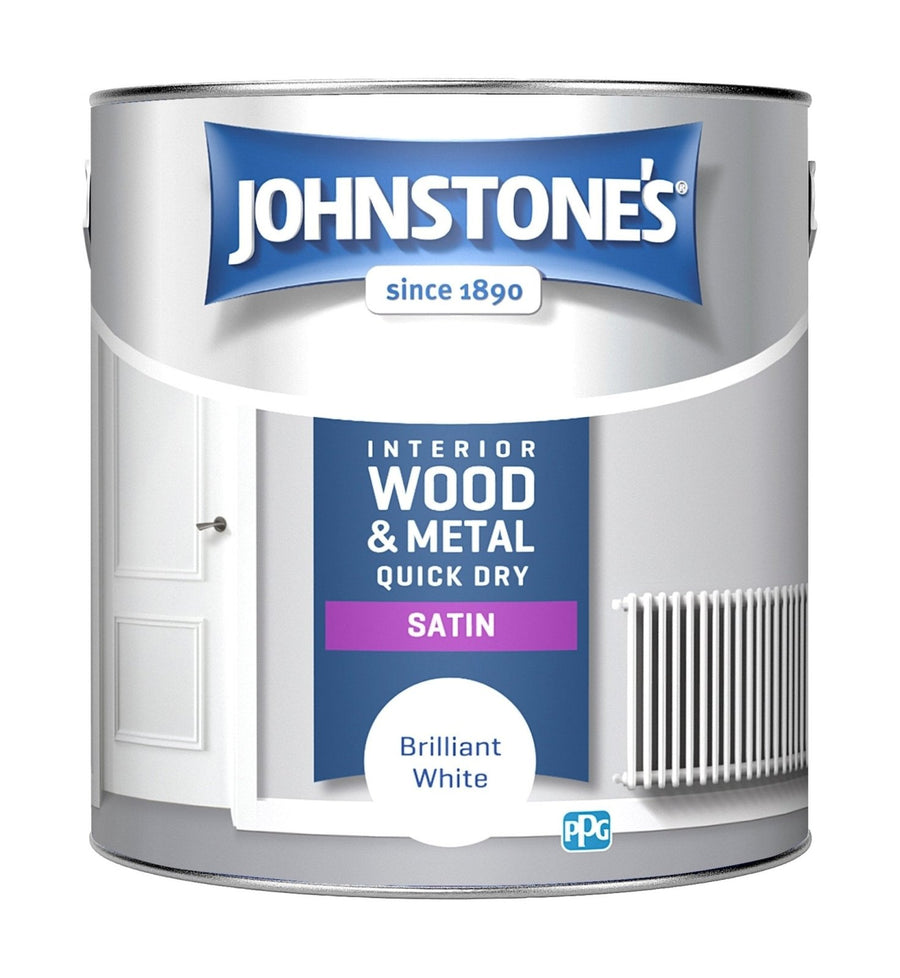 -Johnstone's-Johnstone's Interior Wood & Metal Quick Dry Satin Paint- Brilliant White - 2.5L-Decor Warehouse