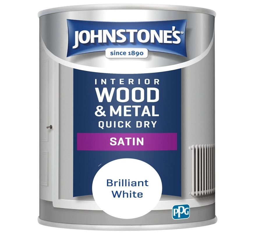 -Johnstone's-Johnstone's Interior Wood & Metal Quick Dry Satin Paint - Brilliant White -750ml-Decor Warehouse