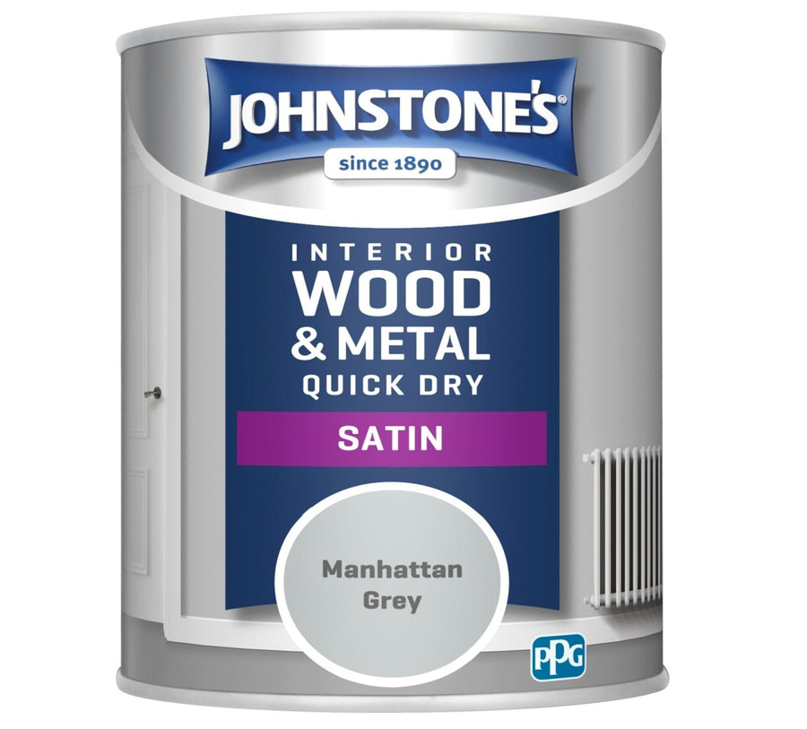 1125948-Johnstone's-Johnstone's Interior Wood & Metal Quick Dry Satin Paint - Manhattan Grey -750ml-Decor Warehouse