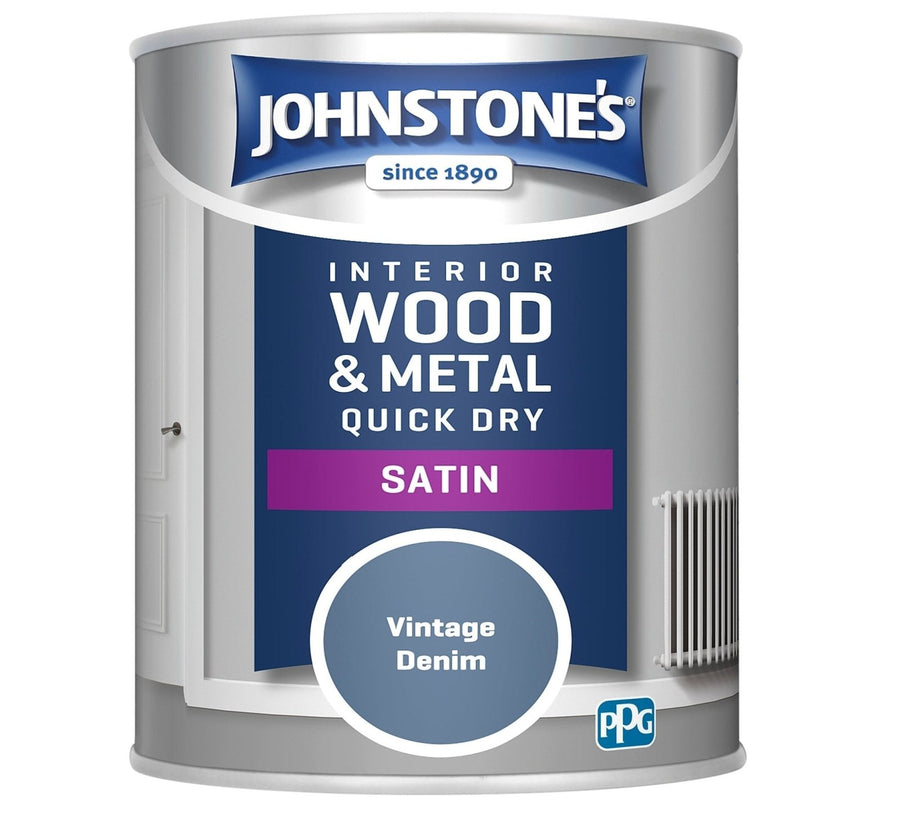 11158852-Johnstone's-Johnstone's Interior Wood & Metal Quick Dry Satin Paint - Vintage Denim -750ml-Decor Warehouse