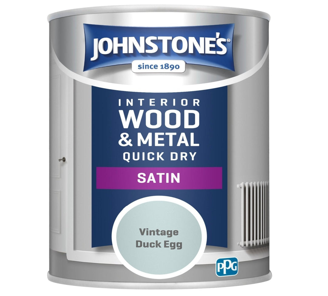  - Johnstone's Interior Wood & Metal Quick Dry Satin Paint - Vintage Duck Egg - 750ml - 11144624 - Decor Warehouse